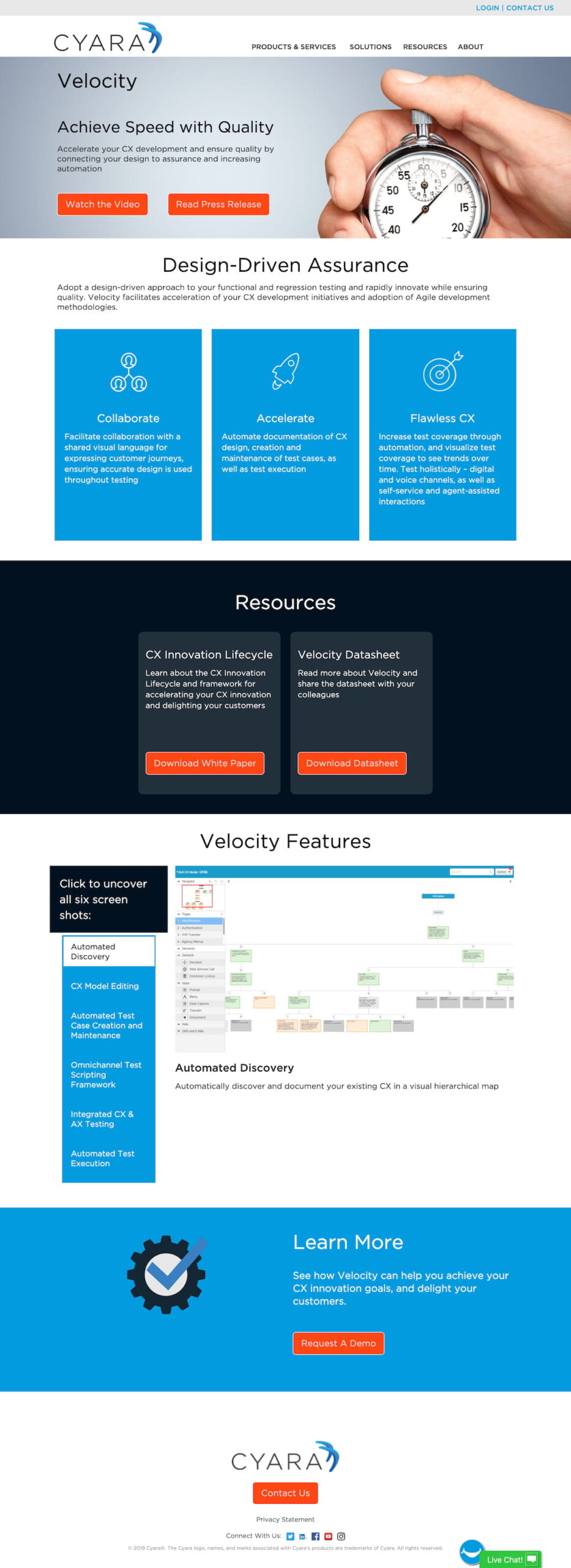 Cyara - Products & Services - Product - Velocity